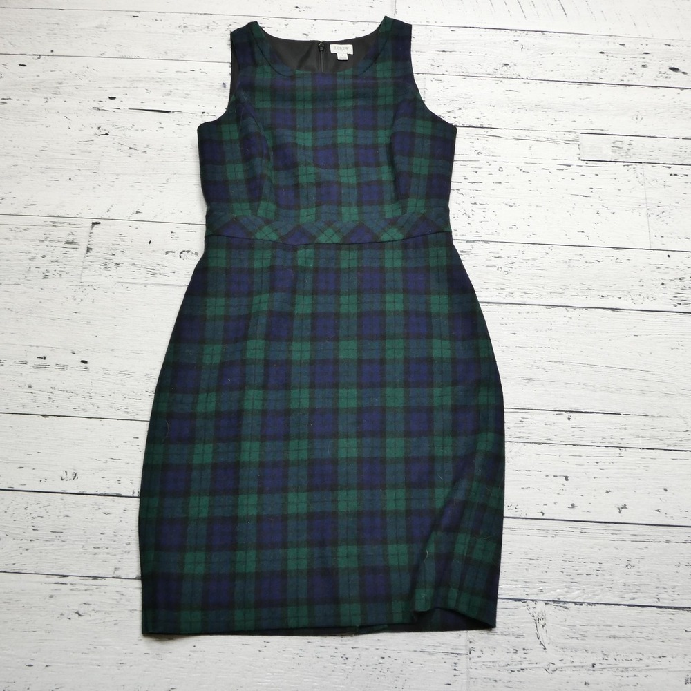 J. Crew Green and Blue Plaid Dress